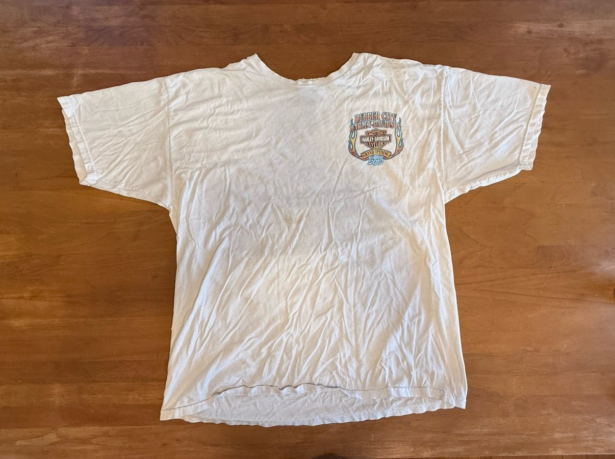 Harley Davidson Motorcycle Shirt 2012 Akron Ohio Men’s XL￼ distressed