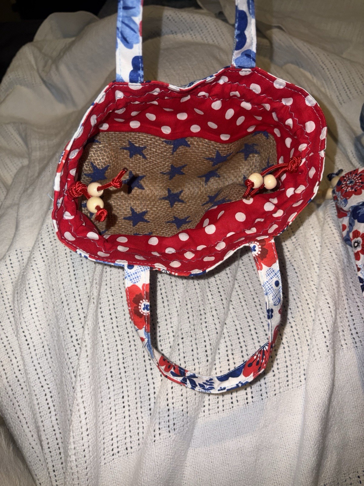 Handmade Reversible, Drawstring Bag ￼