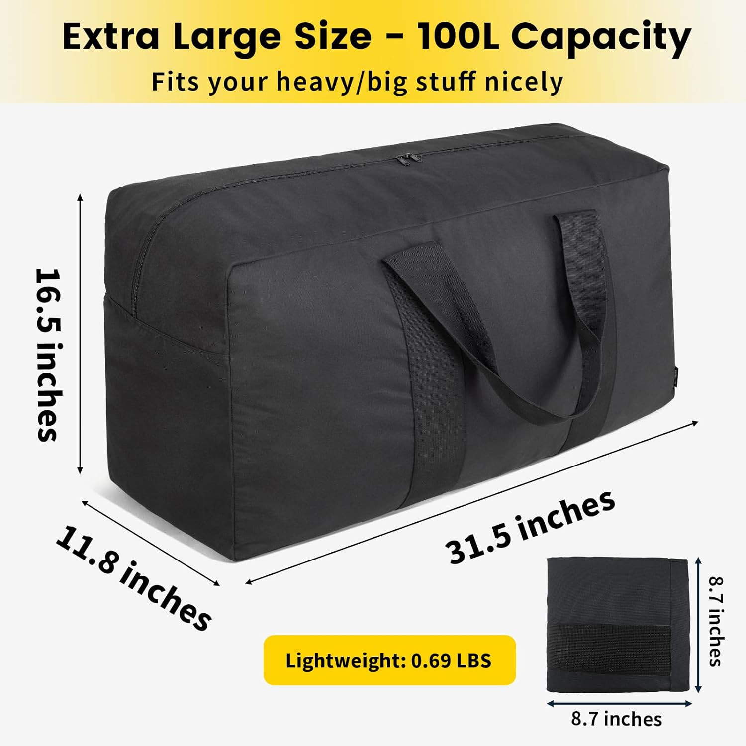 Extra Large Duffle Bag for Travel – 100L Duffel Bag for Men Gear Bag for Storage