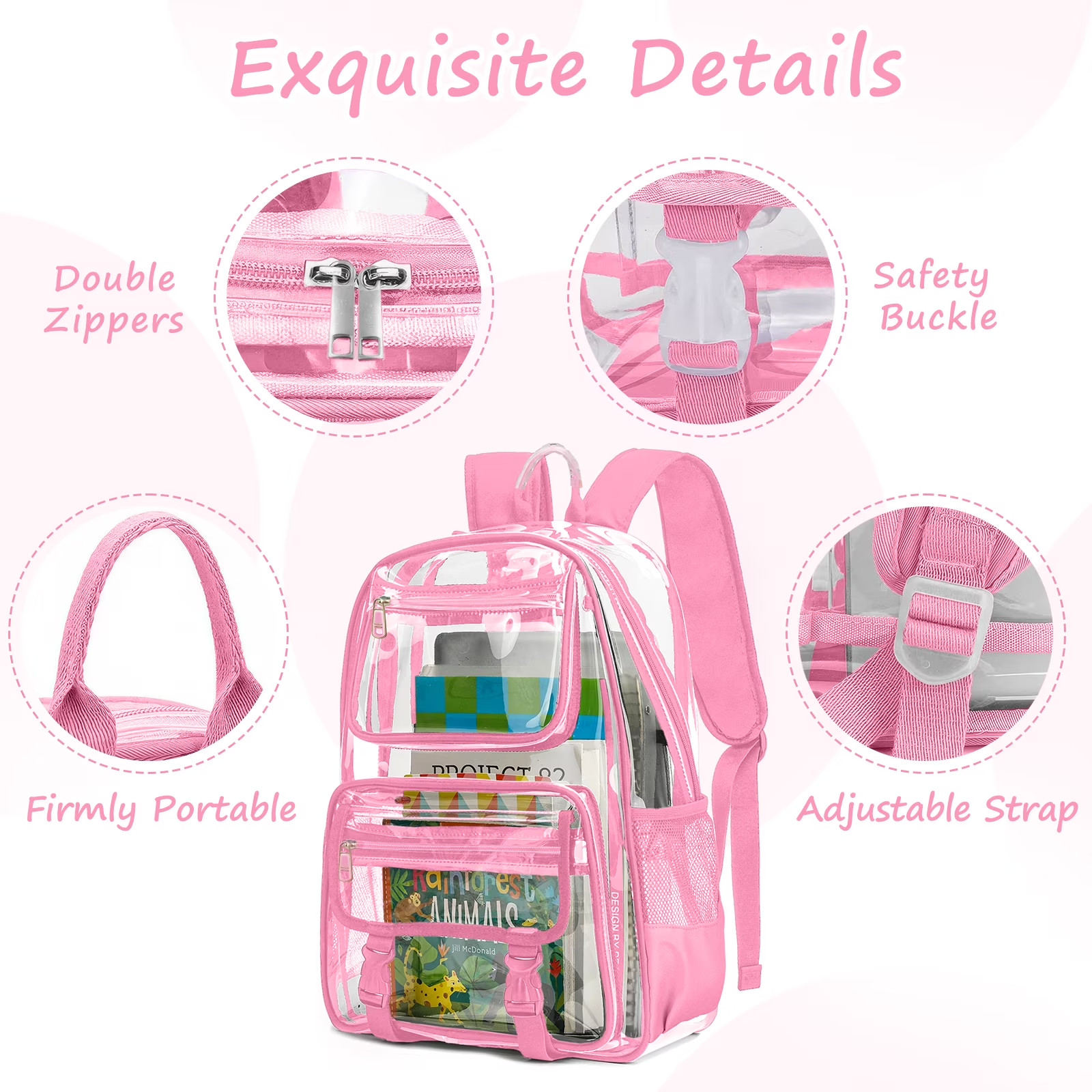 Clear Backpack School Backpacks Heavy Duty Large Transparent Backpacks for Stadi
