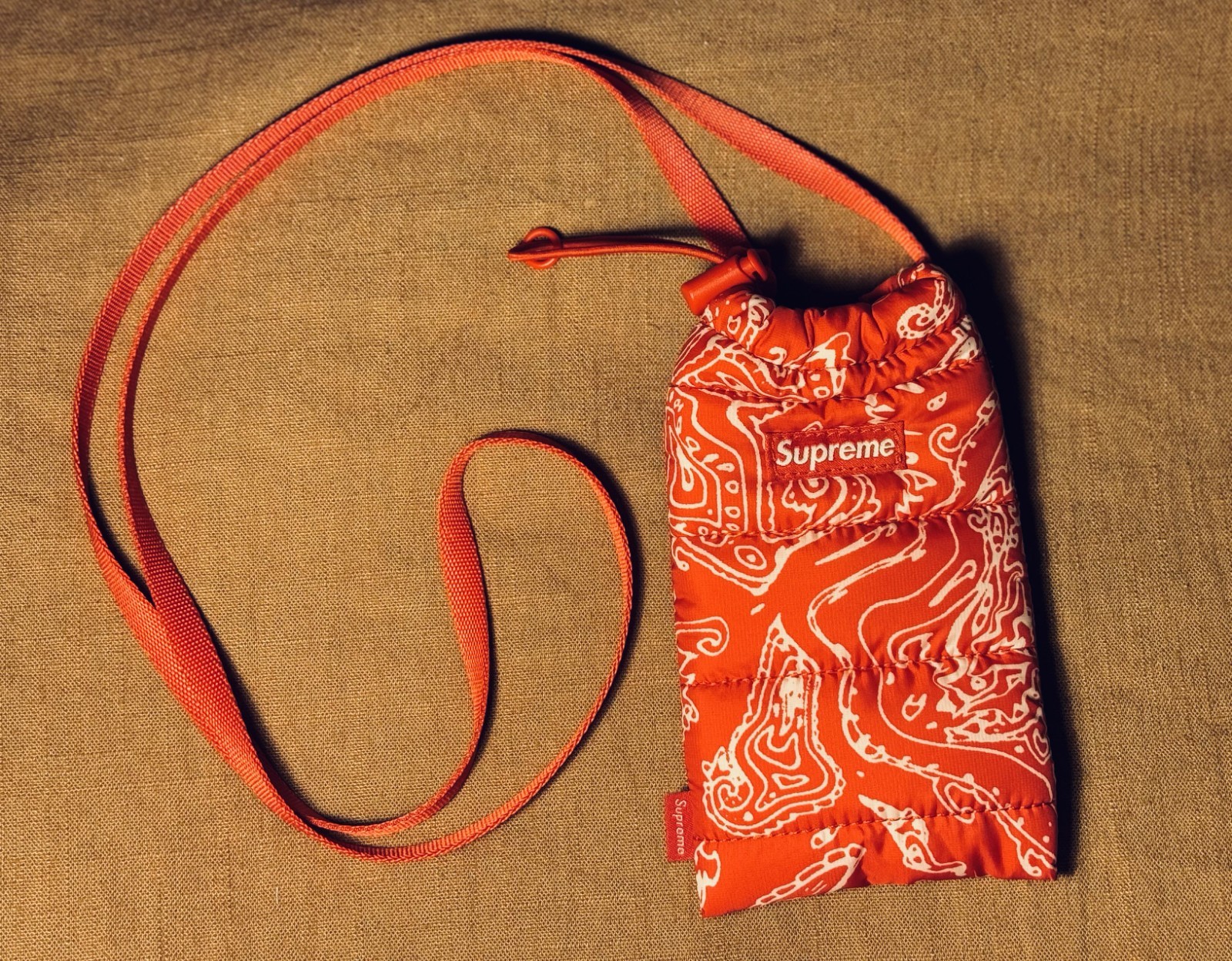 Supreme | Red Puffer Neck Pouch (Purse, Phone Carrier) | adjustable strap