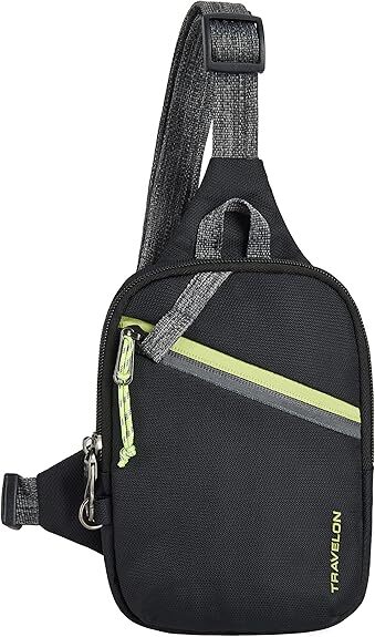 Travelon Greenlander Anti-Theft Compact Sling,Jet Black,5″ W x 7.25″ H x 1.75″ D