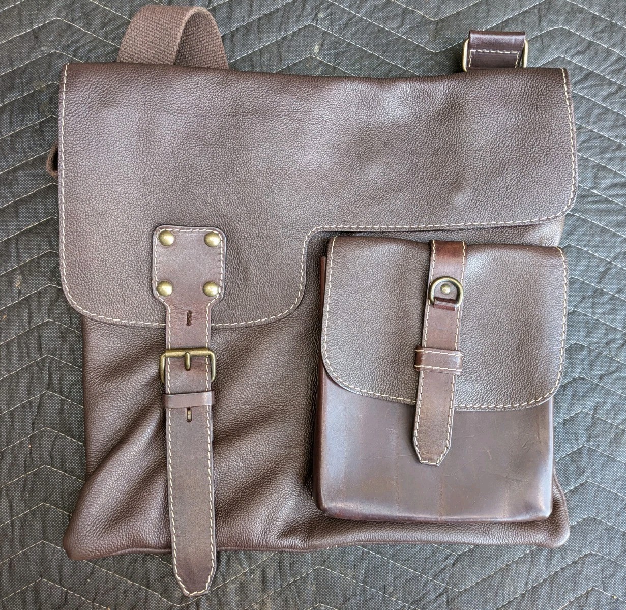 Claudia Firenze Italian Leather Crossbody Messenger Bag Brown Buckle Boho Travel