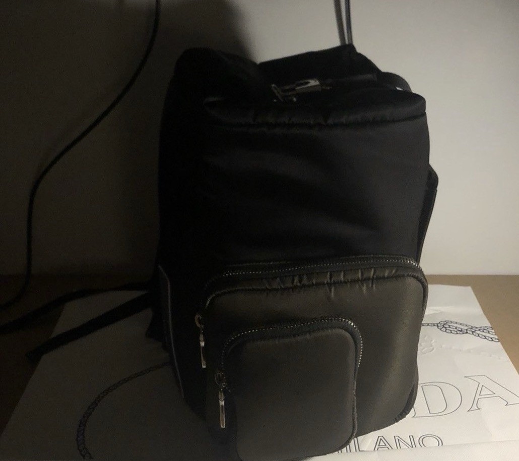 Prada 018 Collection Men’s Backpack with Side handles for duffle Bag