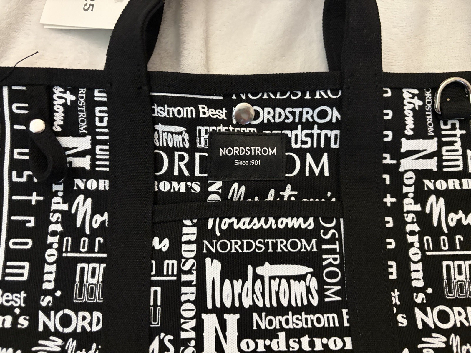 Nordstrom 125 Anniversary Black/White Logo Tote Bag + 3 Nesting Packing Cubes