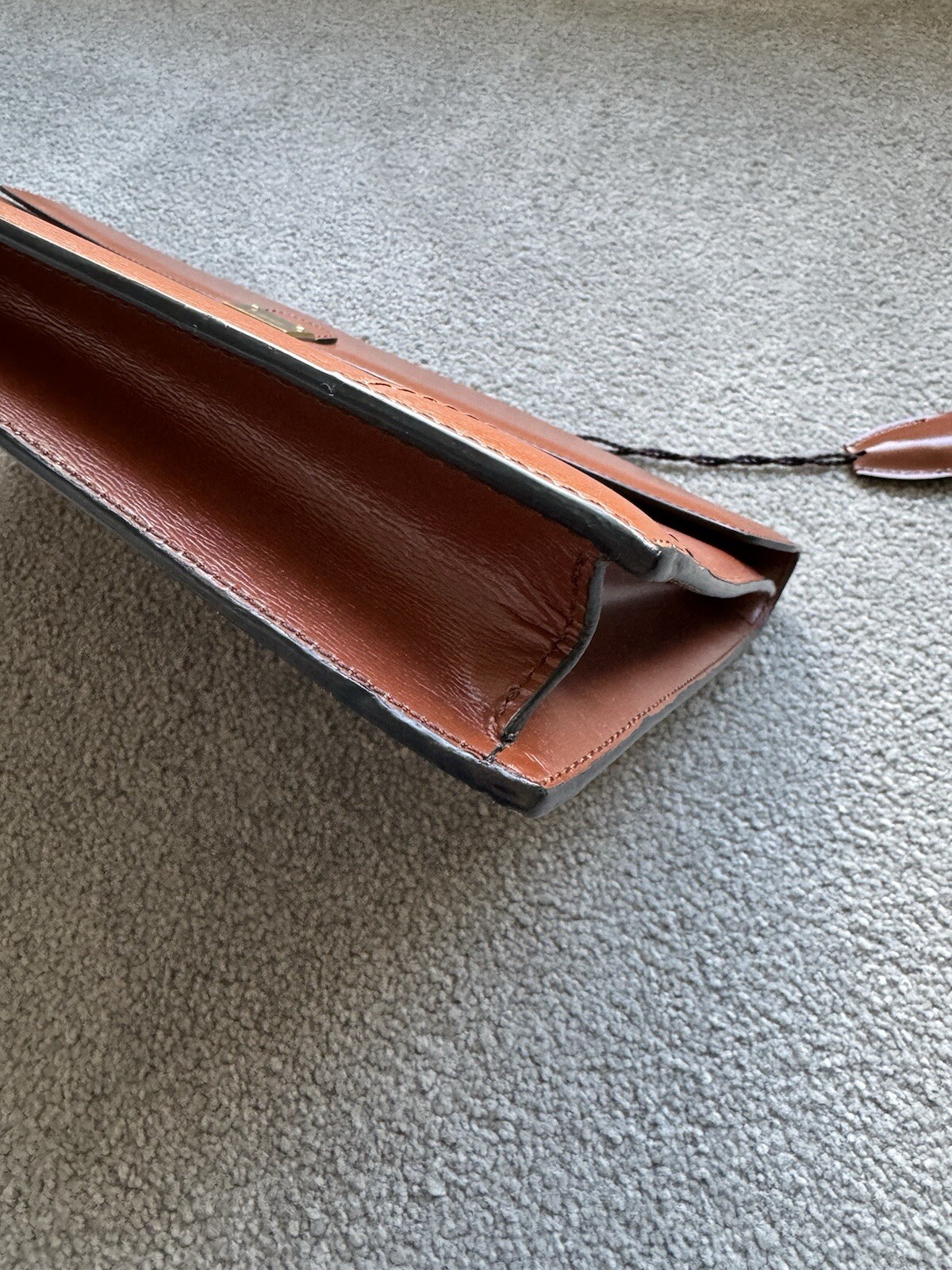 LOEWE Brown Leather Briefcase Document Laptop Bag with Lock & Key Spain