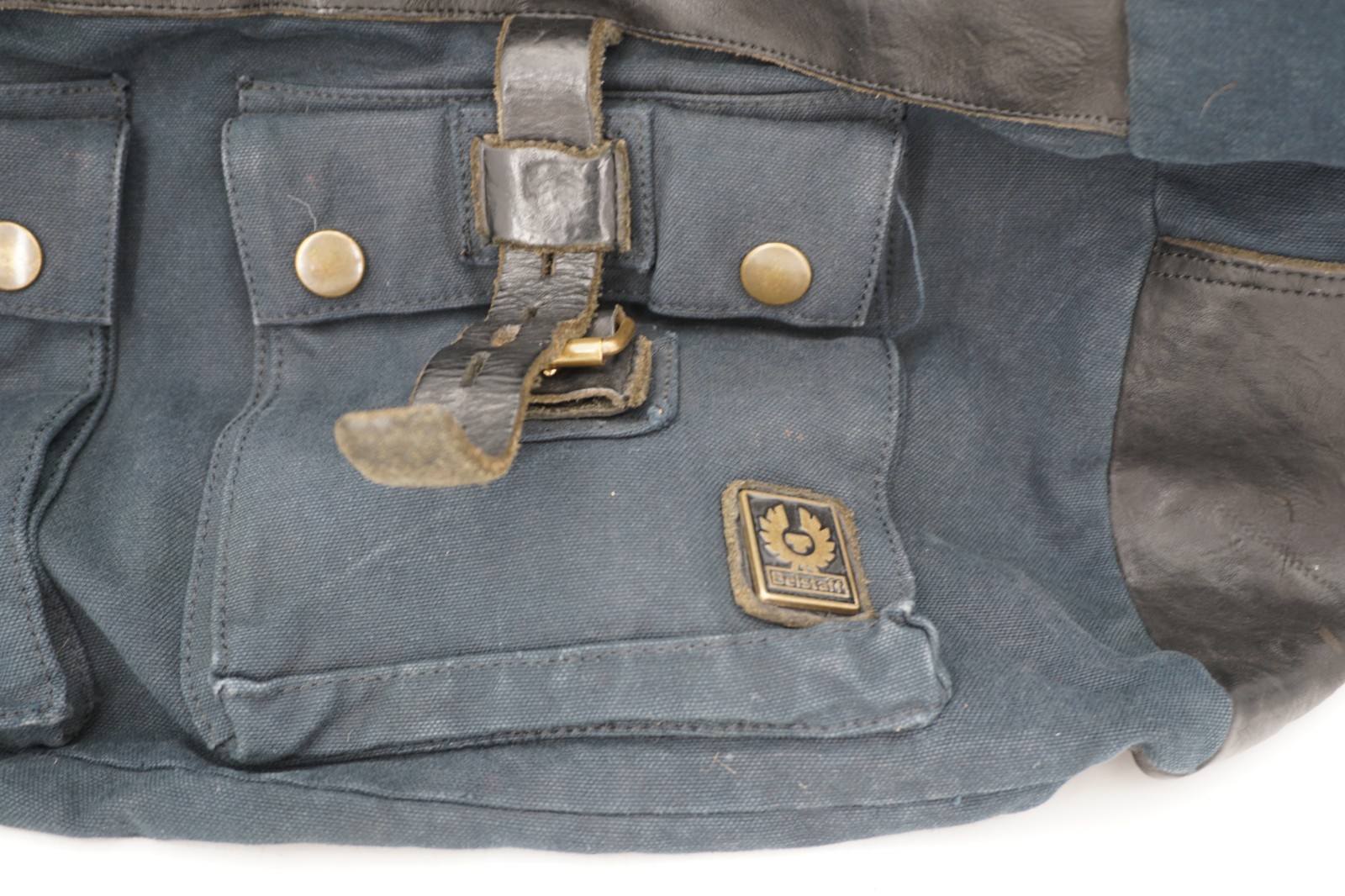 MINT | $845 BELSTAFF OVERNIGHT CANVAS LEATHER SATCHEL MALENOTTI NAVY CARRYALL