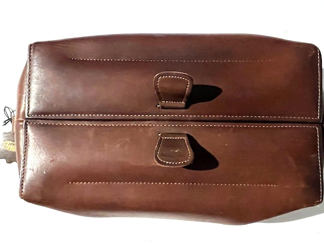 SADDLER by BOSCA Brown Leather Dopp Kit Toiletry Shave Case Bag