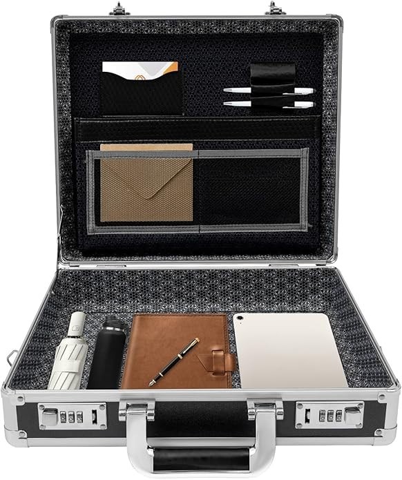 Black Dual Combination Locks Briefcase Business Briefcases for Men&Women