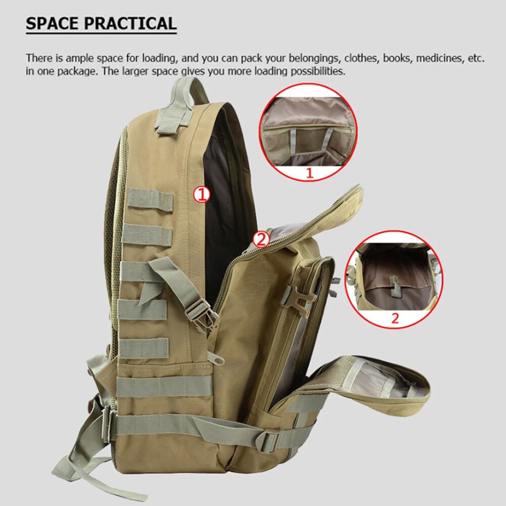 Tactical Backpack Assault Pack 41L Molle Hunting Rucksack Hiking Daypack Key Bag