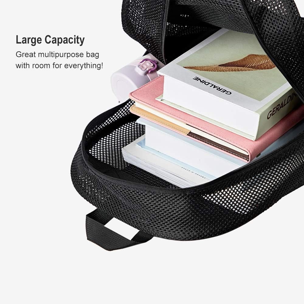 Heavy Duty Mesh Backpack See through College Backpack Semi-Transparent Mesh Book