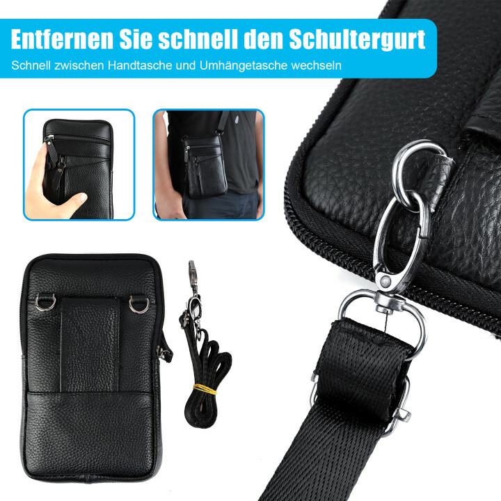 Men Leather Cell Phone Loop Belt Bag Waist Holster Pack Shoulder Pouch Crossbody