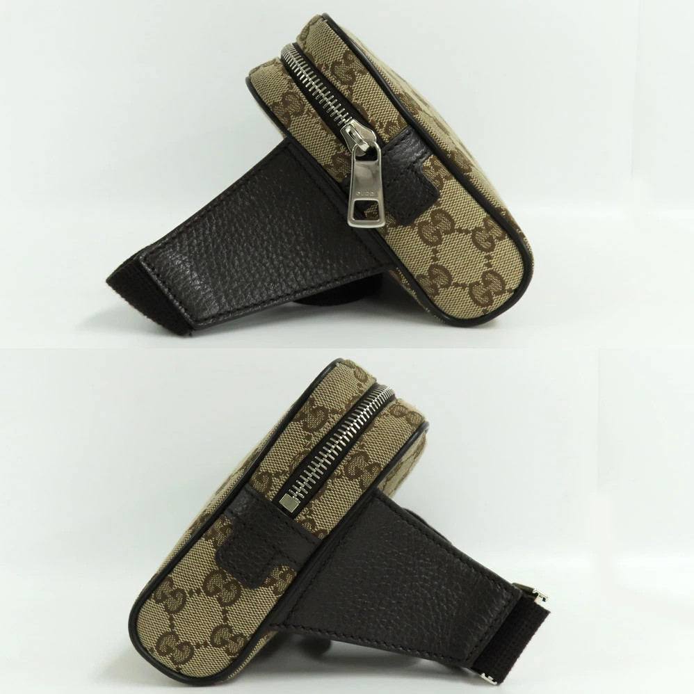 Gucci GG canvas Belt Bag 449174 Body bag Beige Brown Silver hardware Used