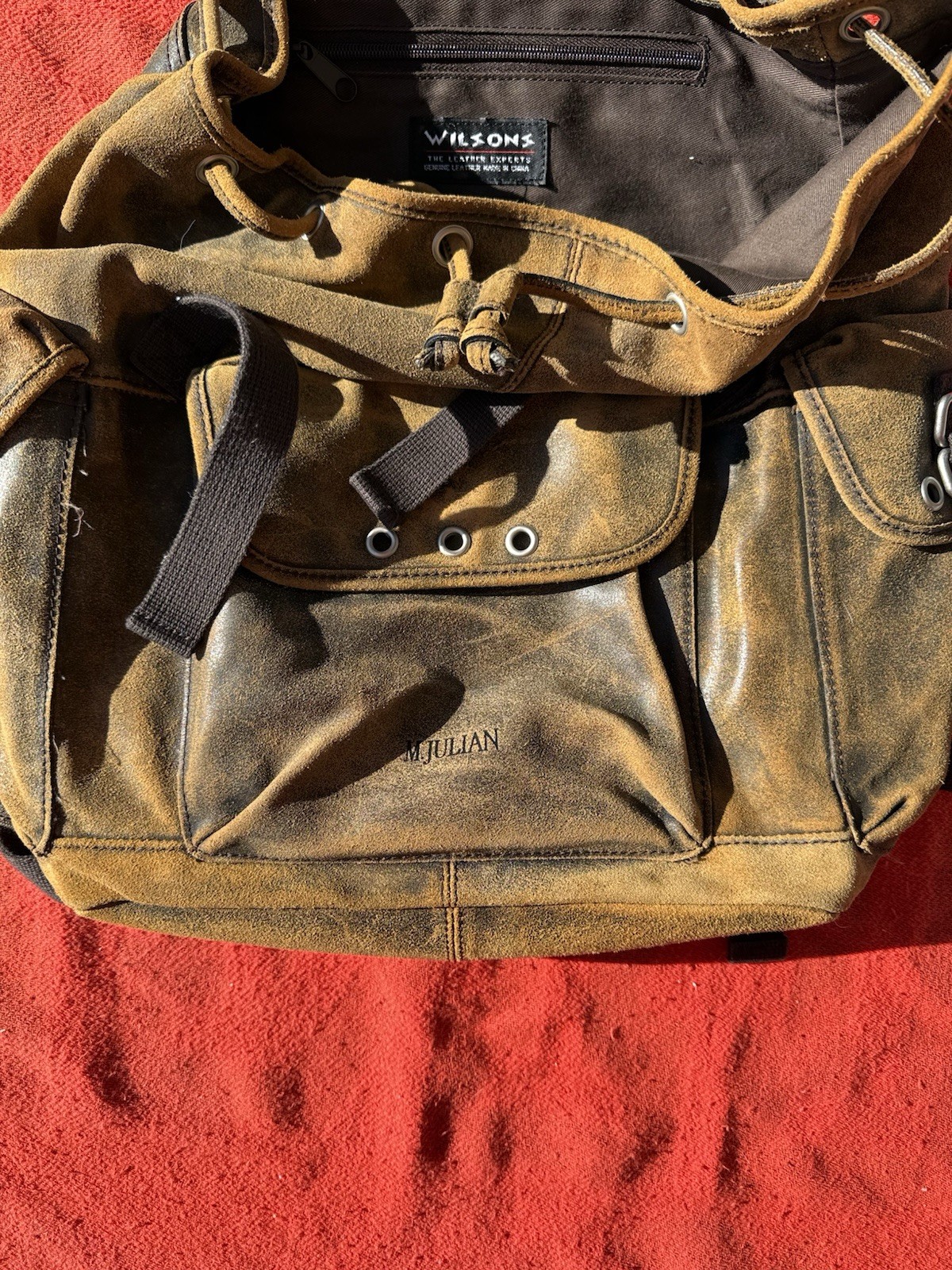 Wilsons Leather Suede Backpack Vintage Brown Leather Rucksack M. Julian