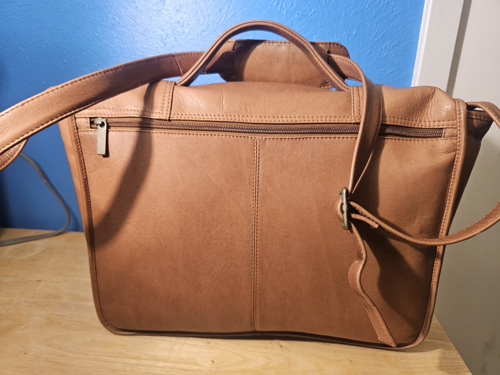 Wilson’s Leather Briefcase-Messenger Bag Cognac Brown-Genuine Leather Colombia