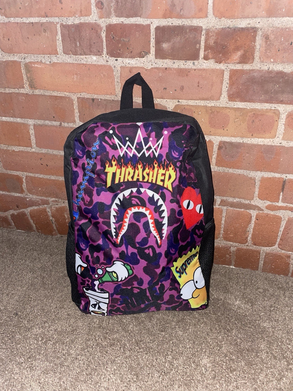 Purple Camo Streetwear Shark Backpack