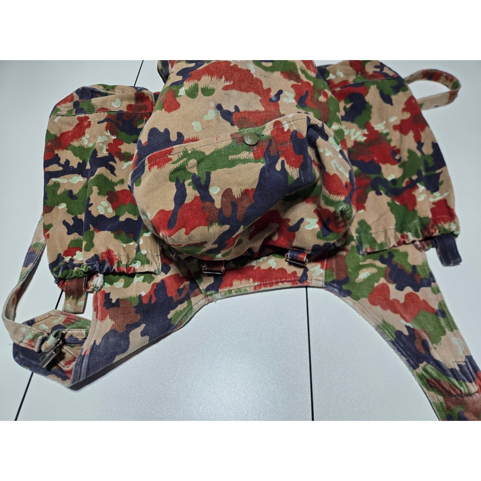Vintage Swiss Army Camouflage Backpack Bag Military Issue Field Pack