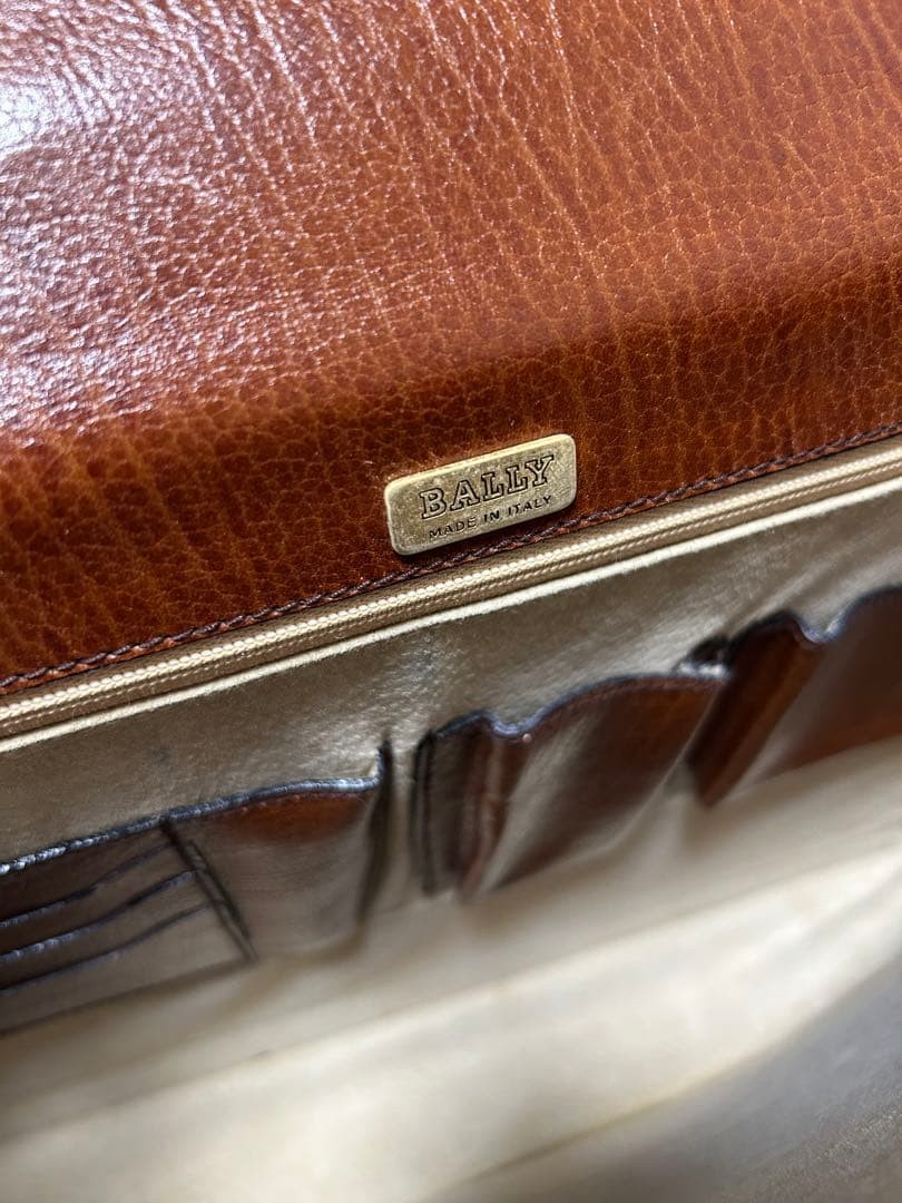 BALLY Business Bag Briefcase Document Case Vintage Leather Brown Used 28.5x42cm