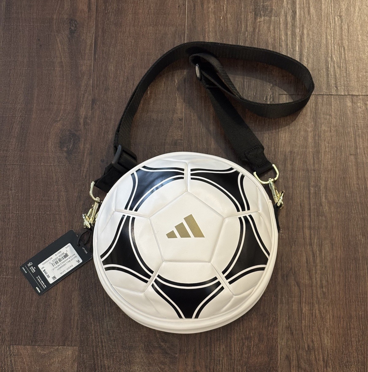 adidas Soccer Ball Crossbody Bag White Black Logo FIFA Adjustable Strap JL4146