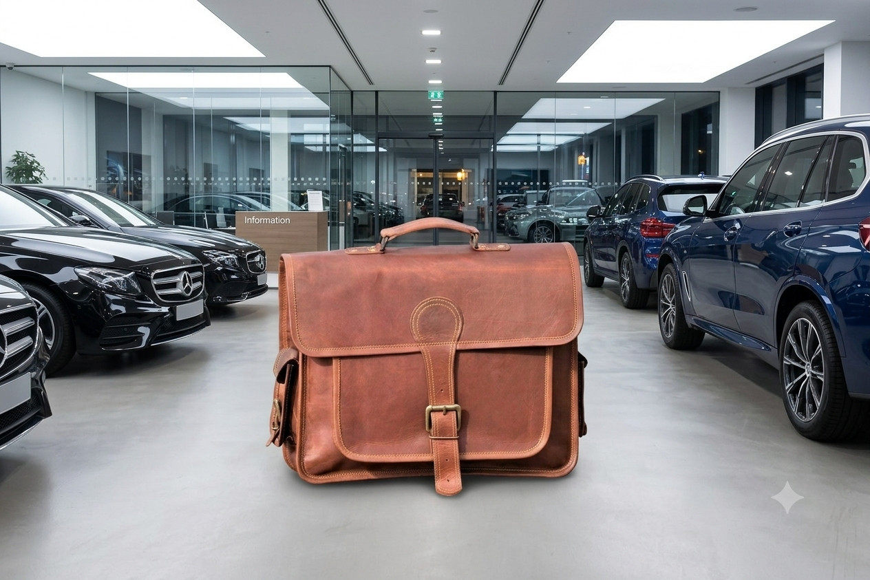 Vintage Brown Genuine Leather Sleek Bag Men’s Laptop Shoulder Satchel