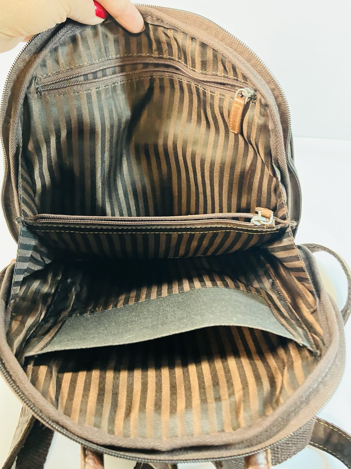Jack Georges Voyager Backpack Hand Stained Buffalo Leather Brown Adjustable Stra