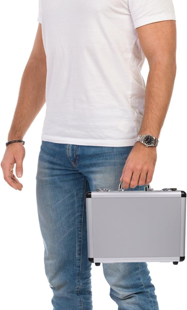 12.5in Silver Aluminum Locking Briefcase with Foam