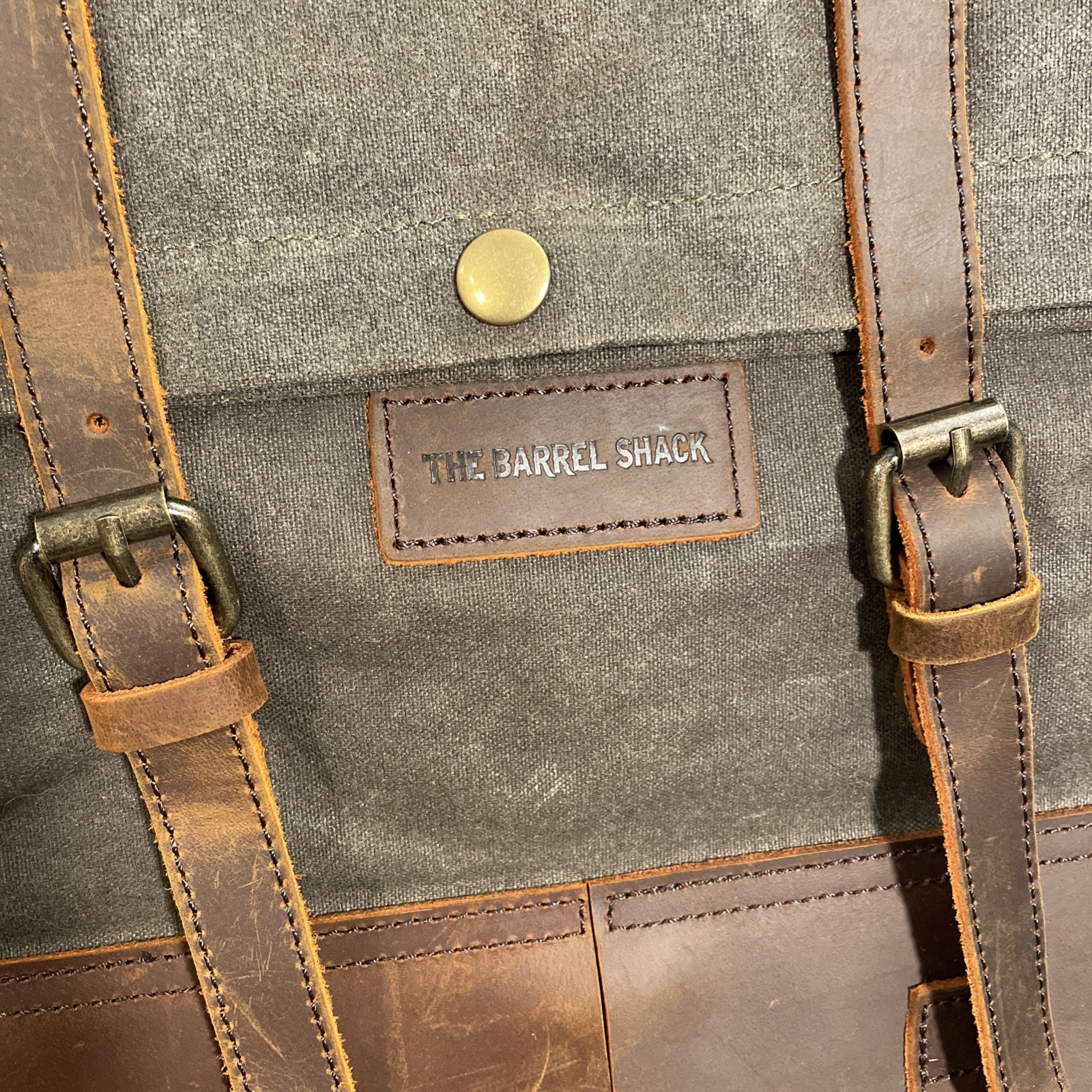 The Barrel Shack Handmade Oiled Canvas & Leather Cotton Backpack Rucksack Bruce