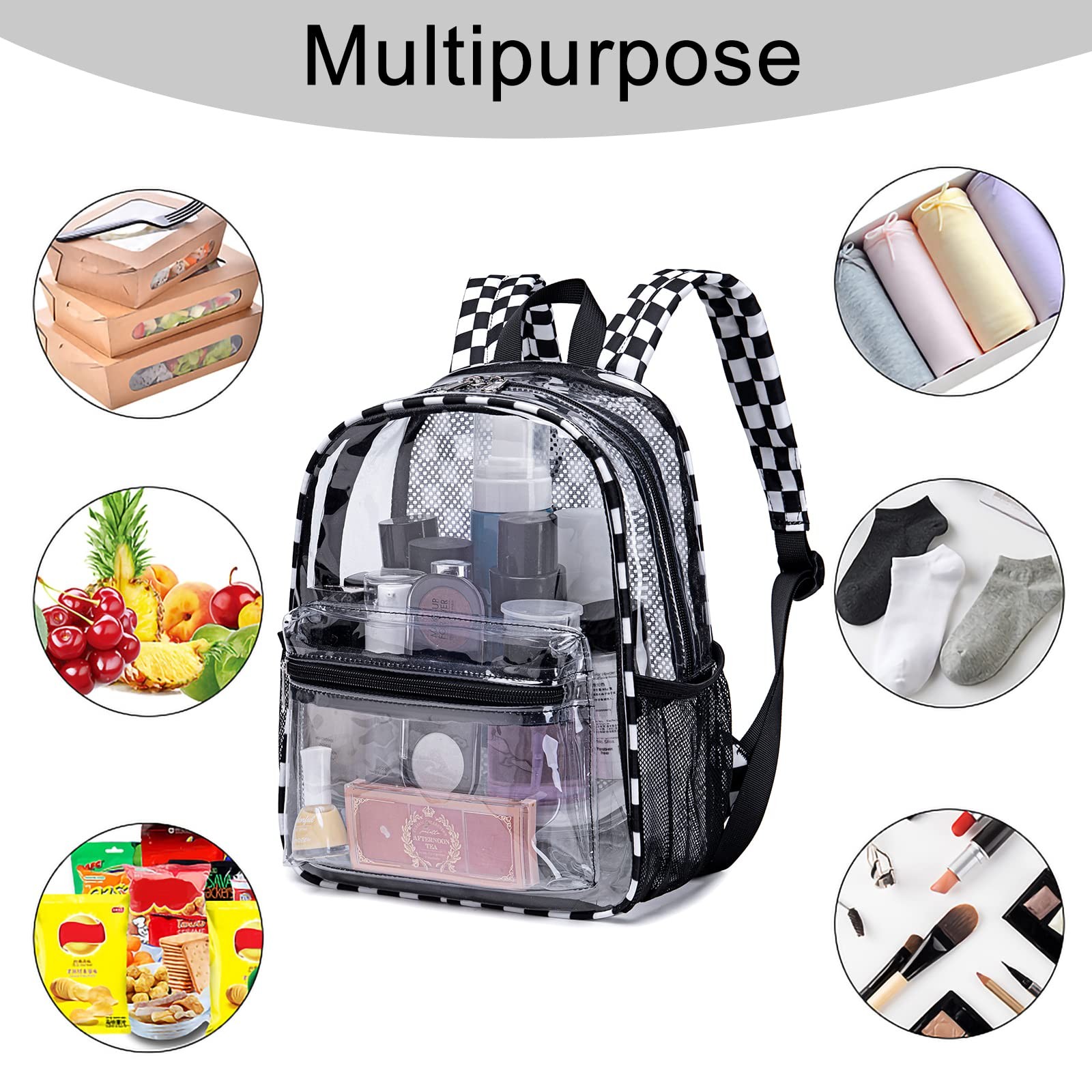 Clear Mini Backpack Stadium Events 12x12x6 Inch Transparent Plastic Bag 1 PCS