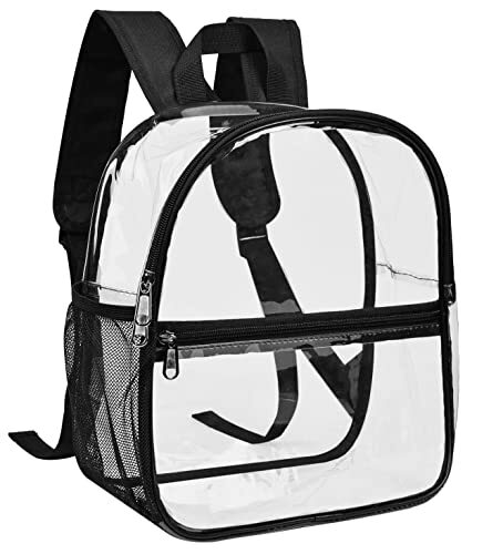 Clear Backpack for Stadium Approved 12×6×12, Water proof Clear Bag Black Small