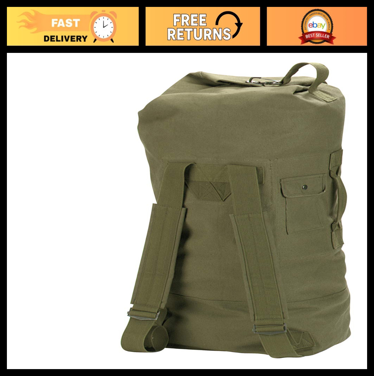 GI Style Double Strap Duffle Bag – Durable Travel Tote, Gym Gear, Weekend Bag