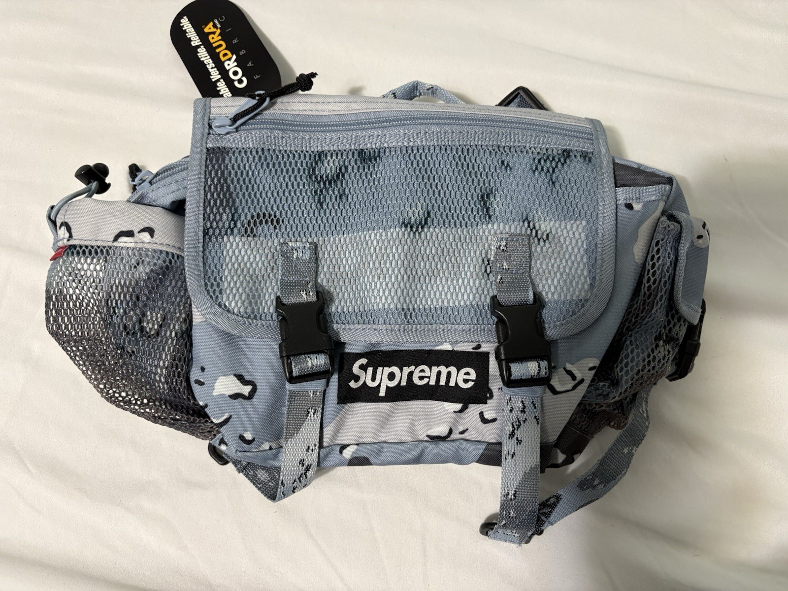 Supreme SS20 Waist Bag Blue Chocolate Chip Camo Cordura Box Logo NWT + Strap