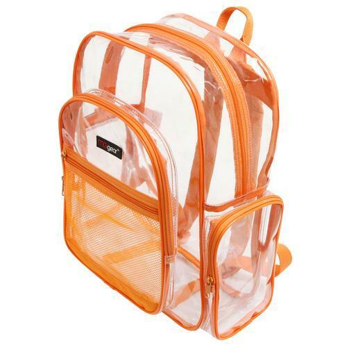 Clear Backpack Transparent See Thru School Security Heavy Duty Bookbag, Orange