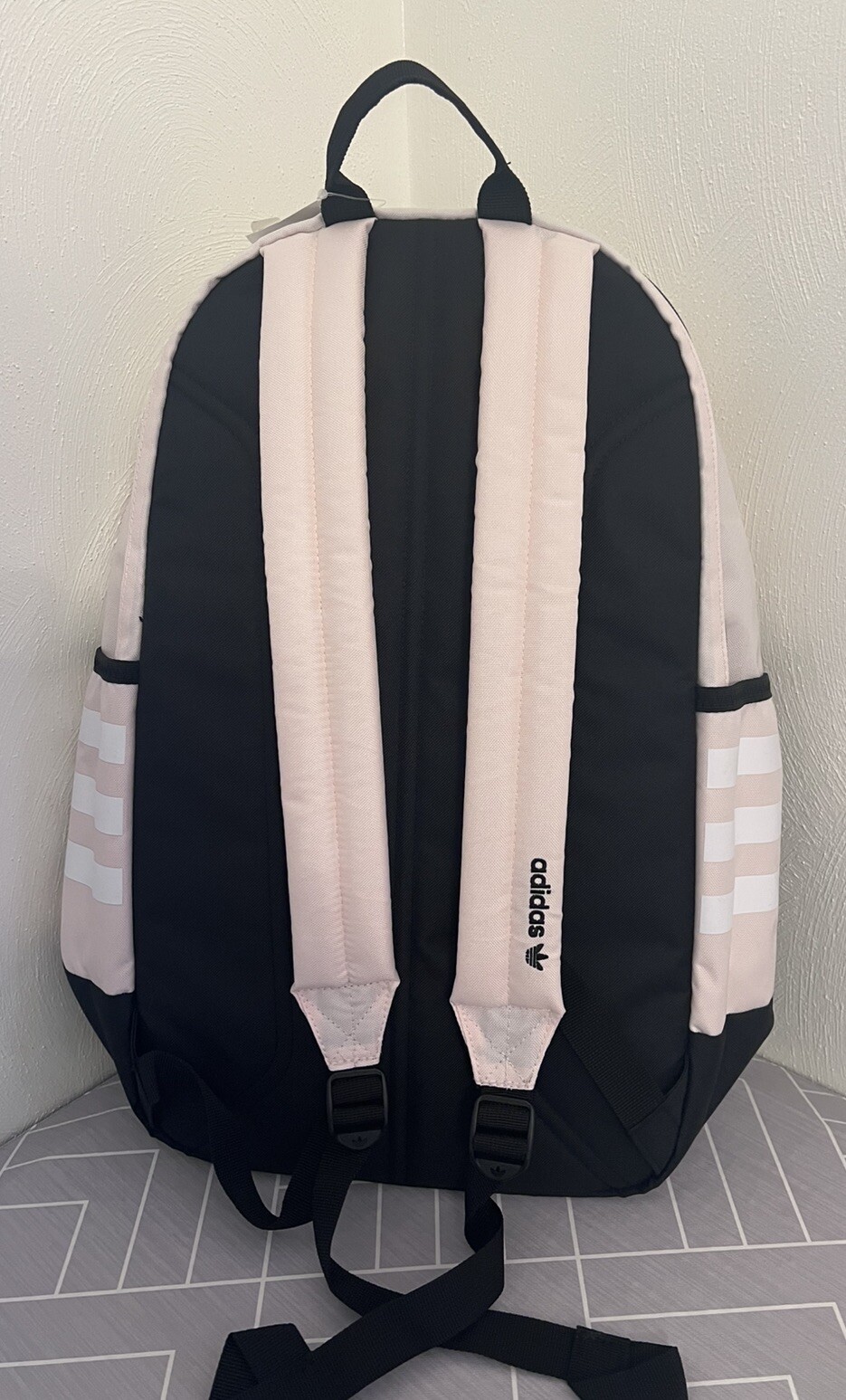 Adidas Original Base Backpack, Pink Tint/Black/White, School Laptop Book Bag
