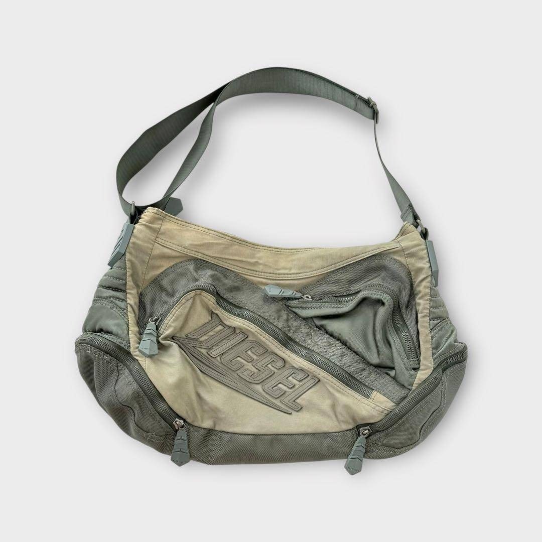 DIESEL Archive Y2K Multi Functional Shoulder Bag Green Nylon Rare