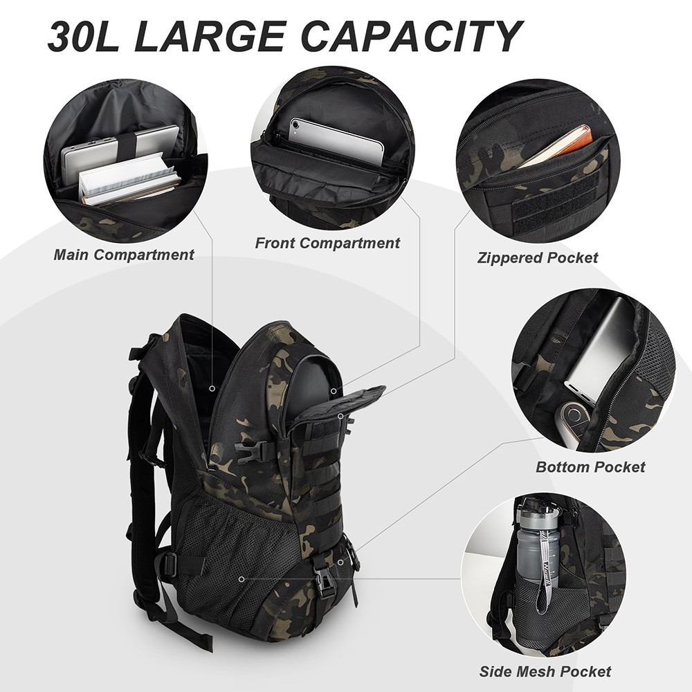 30L Tactical Backpack Waterproof – Perfect for College & Outdoor Adventures