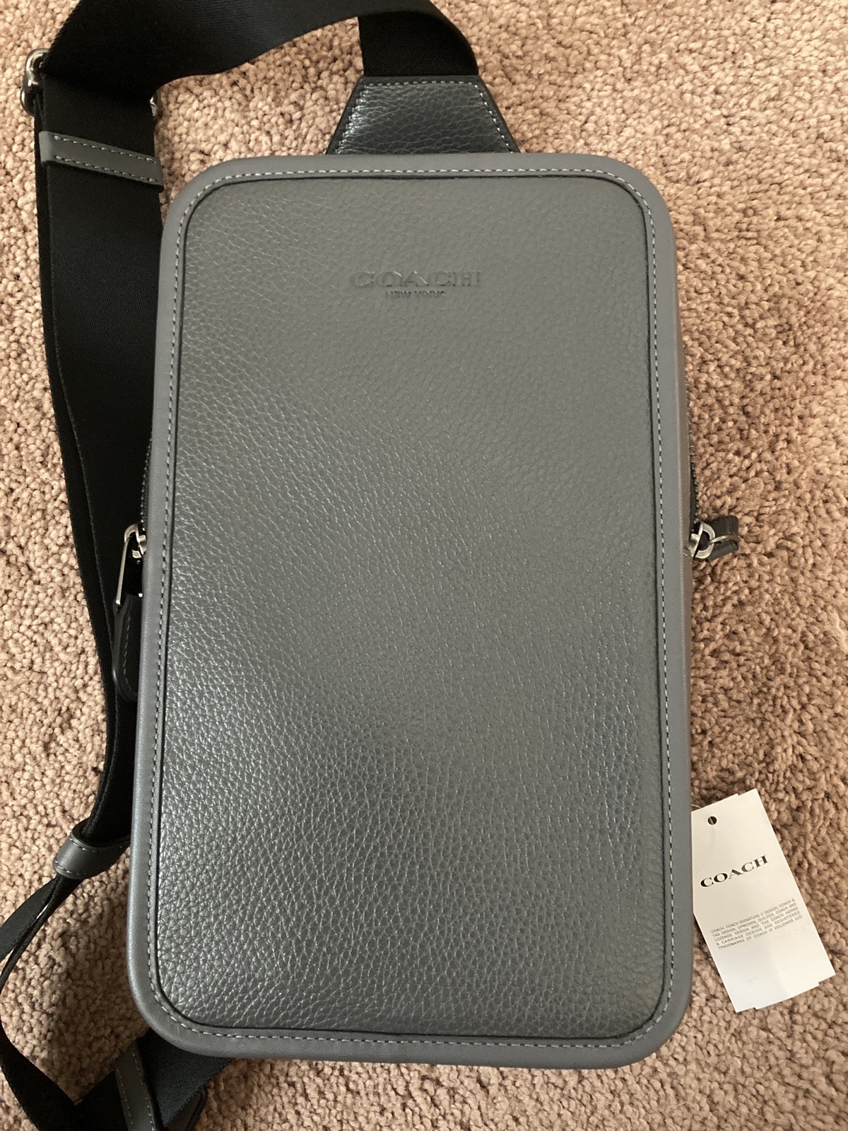Coach CY799 Sullivan Pack Leather QB/GRAPHITE Crossbody w/ Zipper-New with Tags