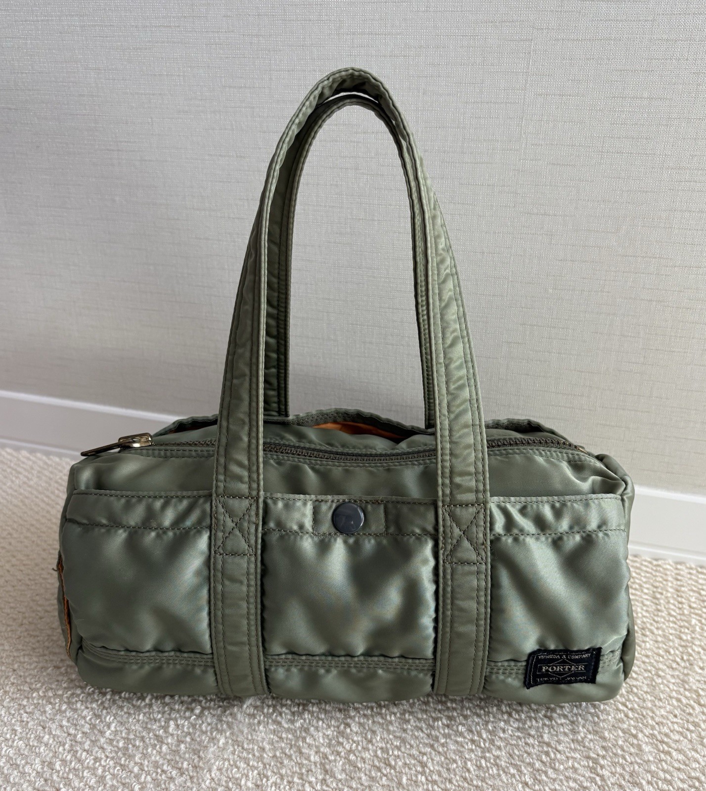 Yoshida & Co. Porter Tanker Mini Boston Bag Sage Green Used 28cm×13cm×12cm