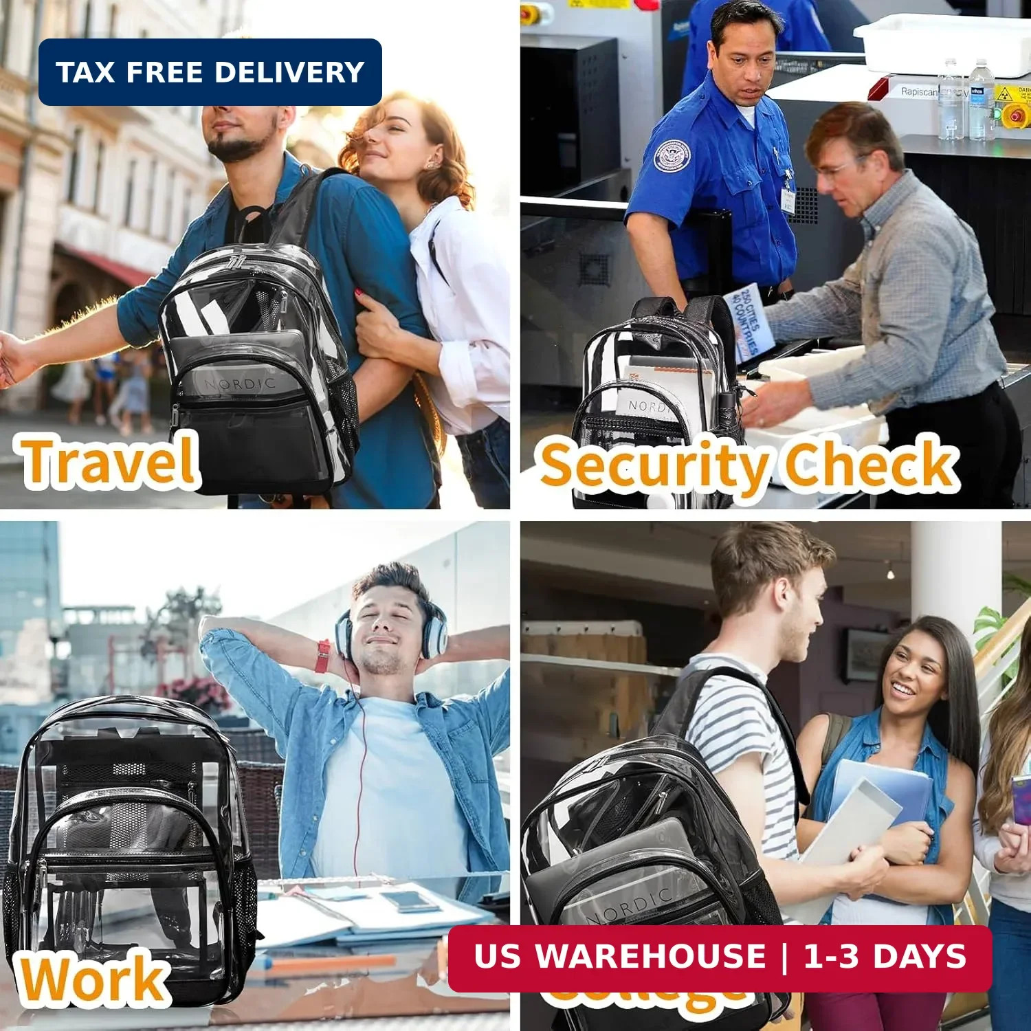 Clear Backpack Bookbag Stadium Approved – Clear Heavy Duty Backpacks for Men Wom