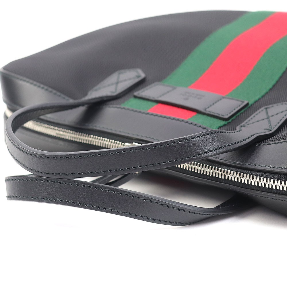 Gucci Techno Canvas Briefcase Black Web Stripe 2WAY Shoulder Bag Top Handle