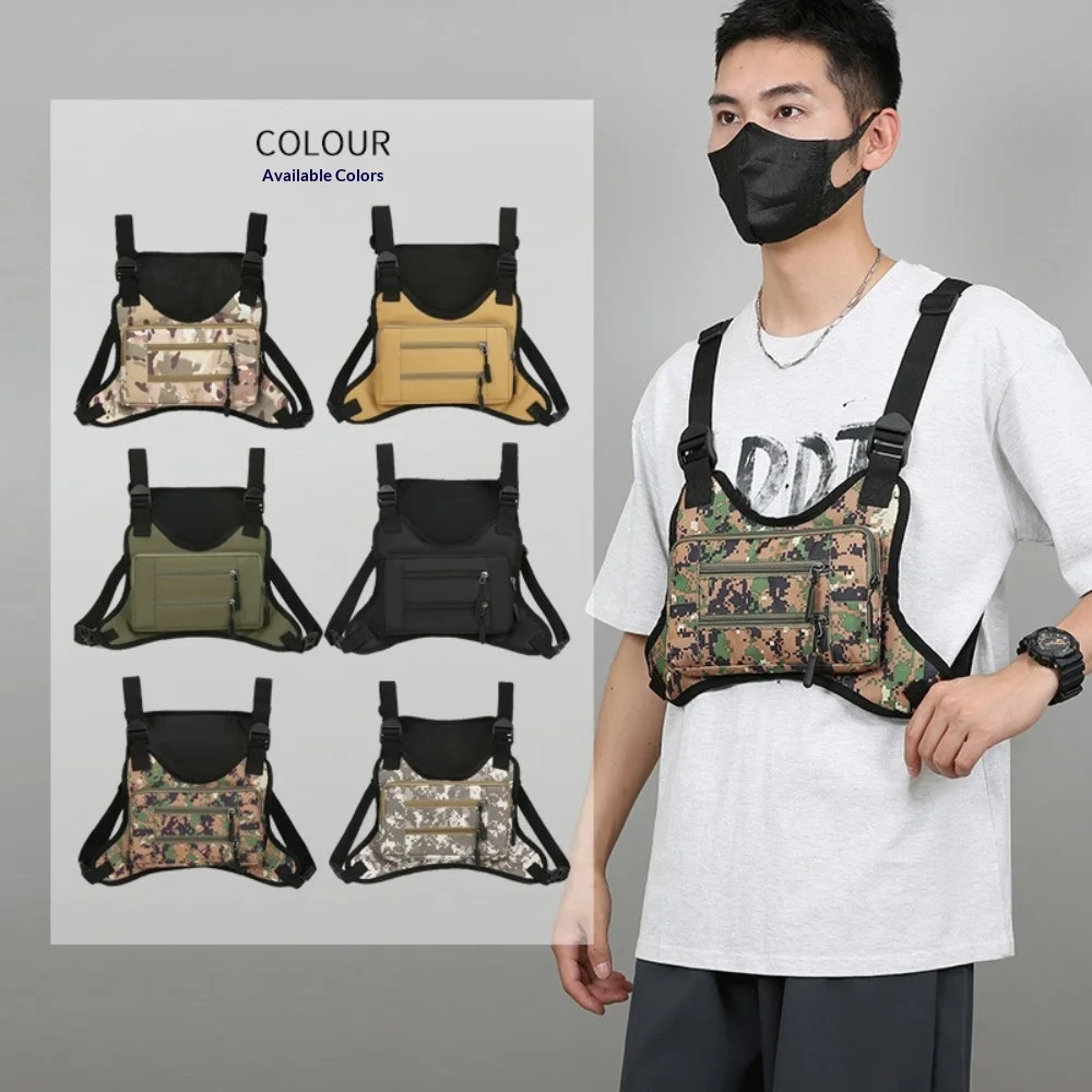 Multi Purpose Tactical Chest Pack Outdoor Men Cycling Vest Bag Digital Camo Spor