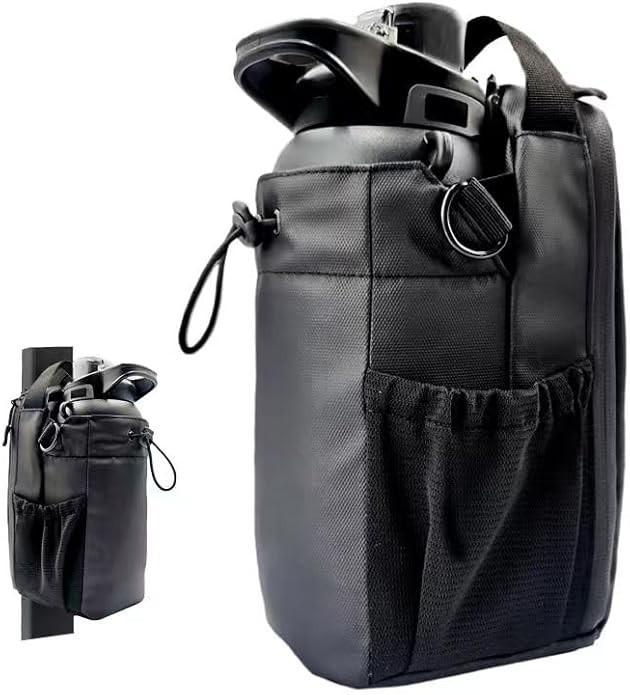 Small, three-piece magnetic-closure single-shoulder gym bag with water bottle ho