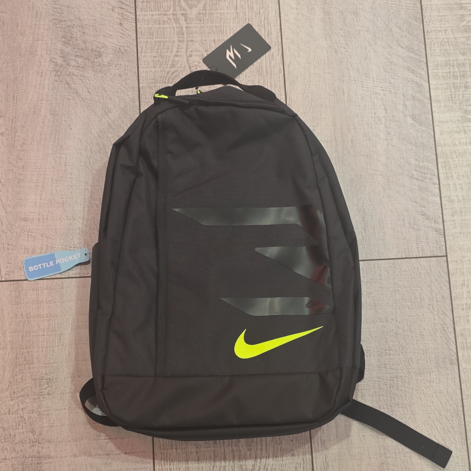 Nike 3Brand Backpack Black/Yellow Bottle Pocket Adjustable Strap One Size
