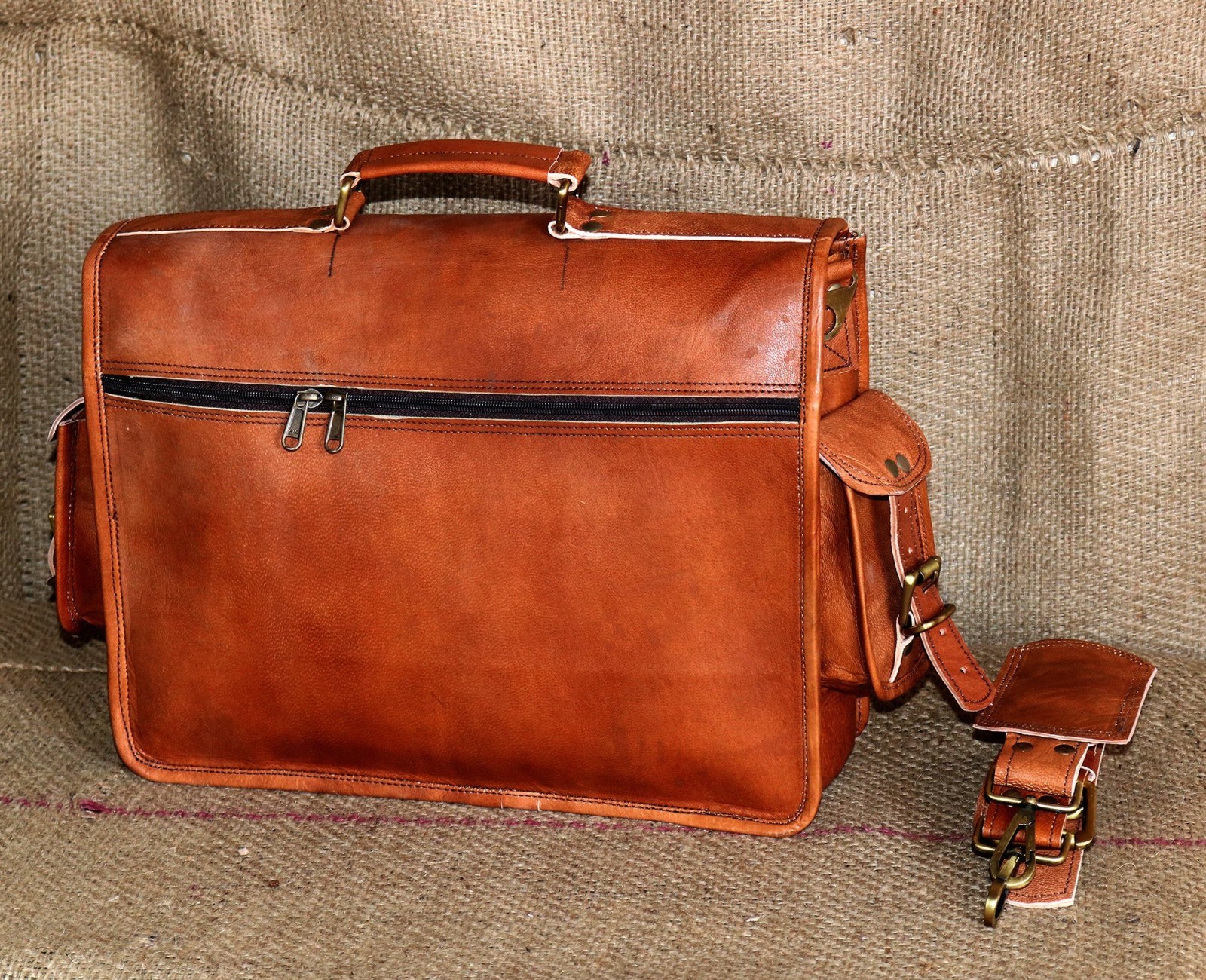 HANDMADE INDIAN DESIGNER DAKOTA LEATHER BRIEFCASE LAPTOP SATCHEL BAG MESSENGER
