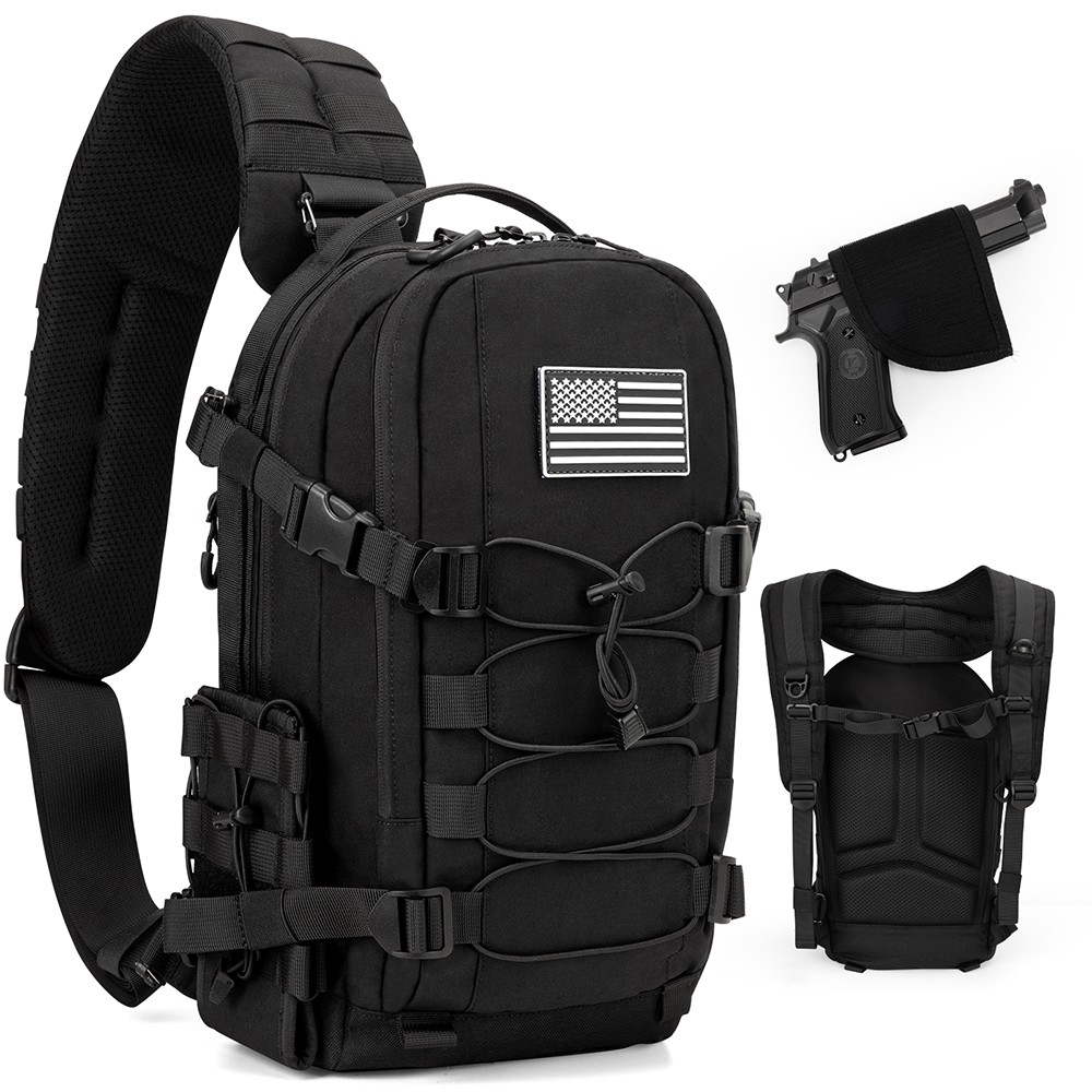 Tactical Sling Bag for Men:12L EDC CCW Concealed 2-in-1 Shoulder Bag Backpack