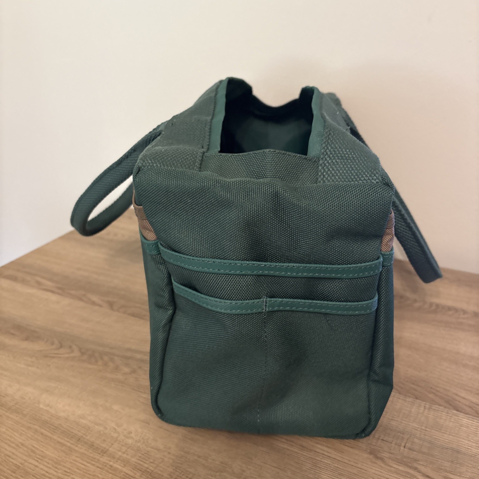 Duluth Trading Co Green Tool Tote Bag Double Handles Multi-Pocket Open Top