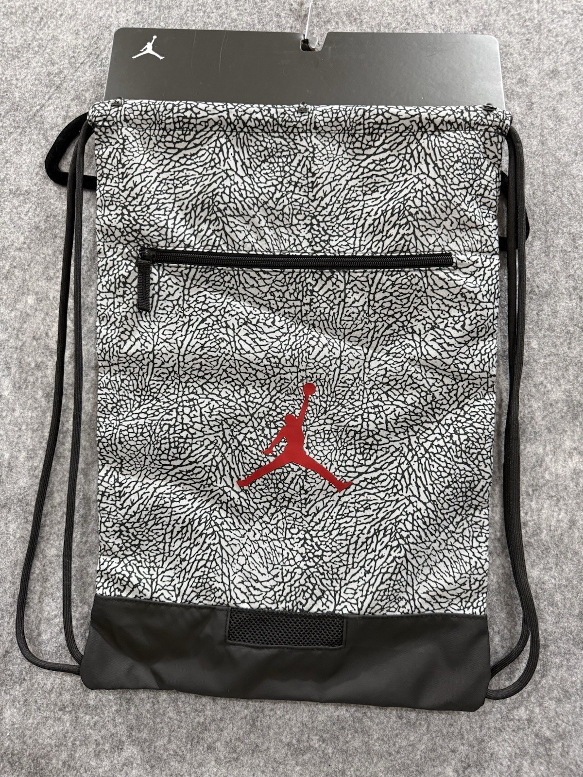 Nike Air Jordan Cement Elephant Print Jumpman Drawstring Sports Gym Bag Backpack
