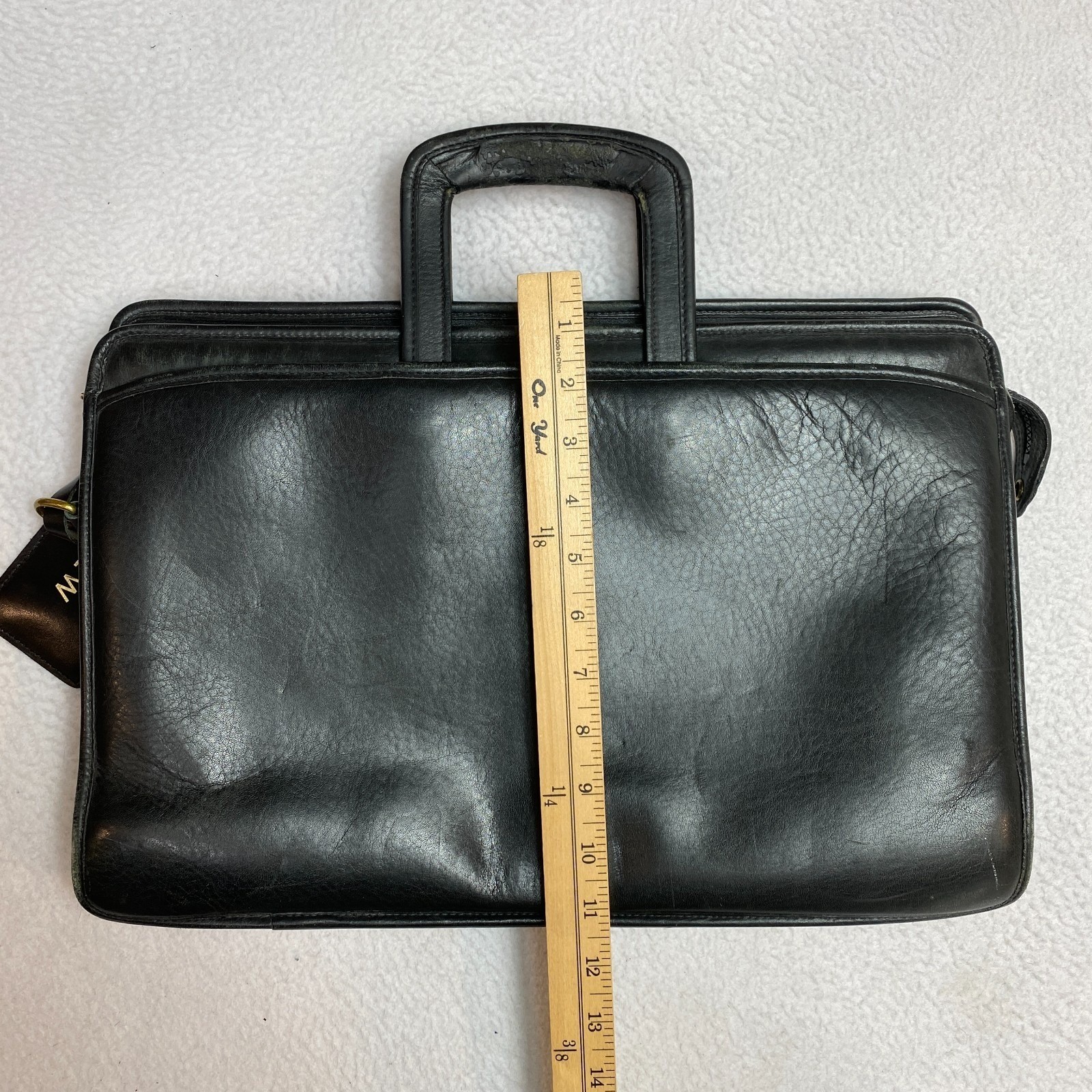 Jack Georges Briefcase Double Handle Black Leather Bag Work Laptop