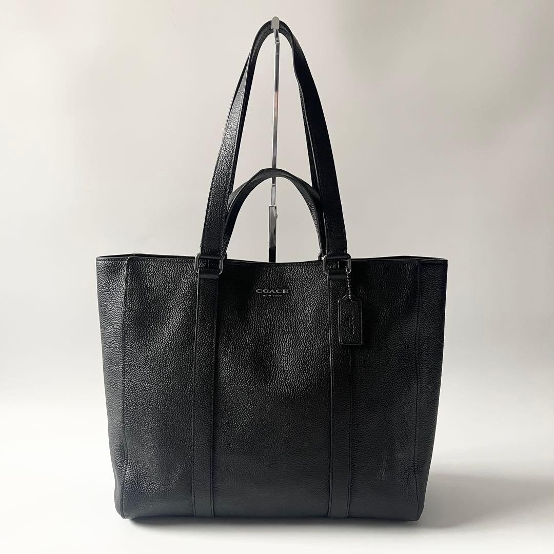 COACH Hudson 2-way Tote Bag with Double Handles, Leather, Black, C8157 [Used]