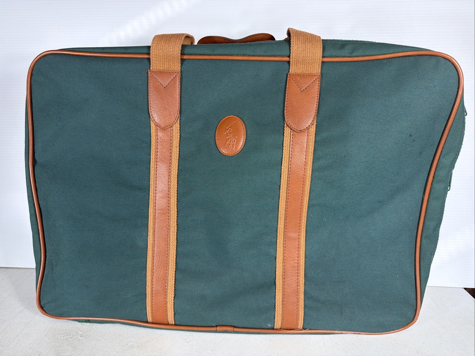Polo Ralph Lauren Vintage 90s Weekender Zip Around Canvas Bag Green Large