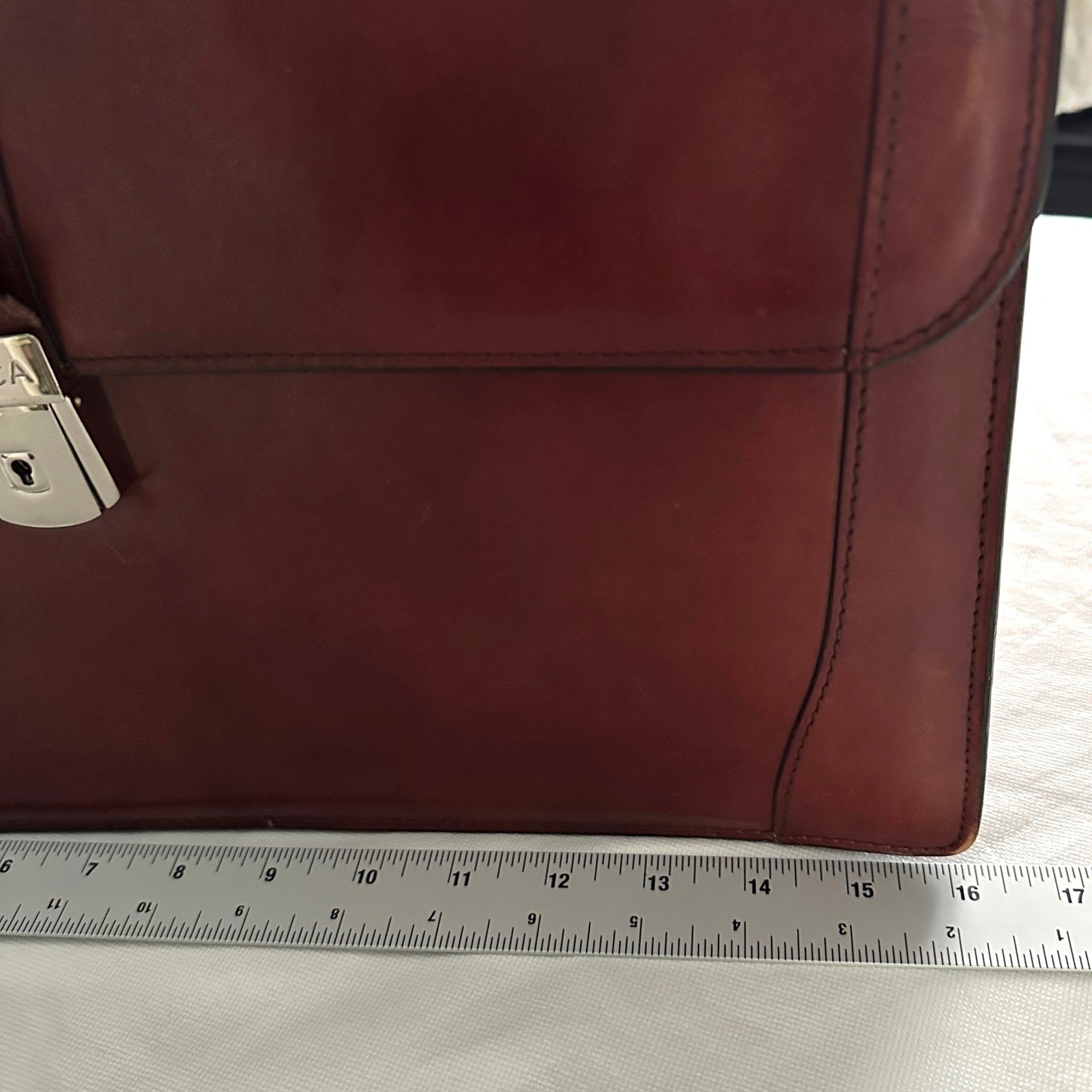Bosca Old Leather Flap Over Briefcase Attache Doctors Lawyer Messenger Bag W/Key